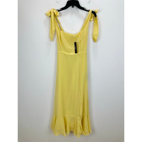 Lulus Summer Invite Yellow Tie-Strap Tiered Midi Dress Party Cocktail Small NWT - Picture 5 of 11